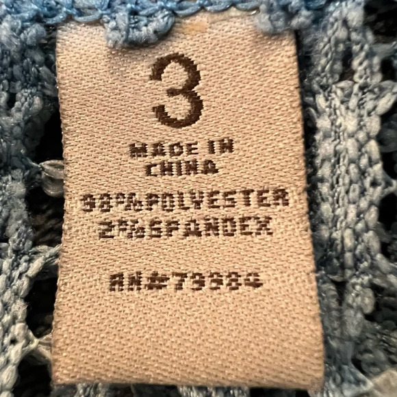 Easywear by Chicos Sky Blue & White Tie Dye Design Open Work Cardigan. Size 3. - Picture 7 of 9